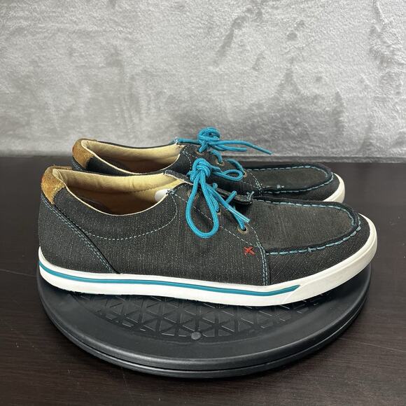 Twisted X Womens Size 8.5M Casual Moc Toe Lace Up Gray Turquoise Shoes - Picture 1 of 10
